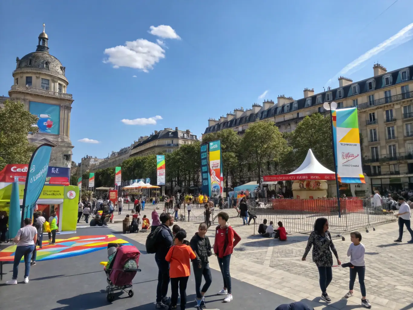 A vibrant image of a community event organized by the association, showing people of all ages participating in a cultural activity related to the Paris Commune.