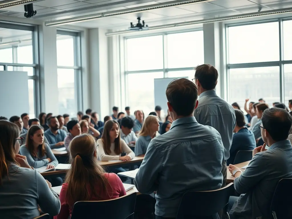 A photo of a lecture or workshop session about the Paris Commune, with participants actively listening and engaging with the speaker.
